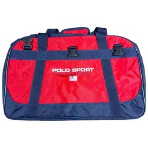 Polo Ralph Lauren Men's Large Red Blue Sport Casual Adjustable Strap Duffle Bag